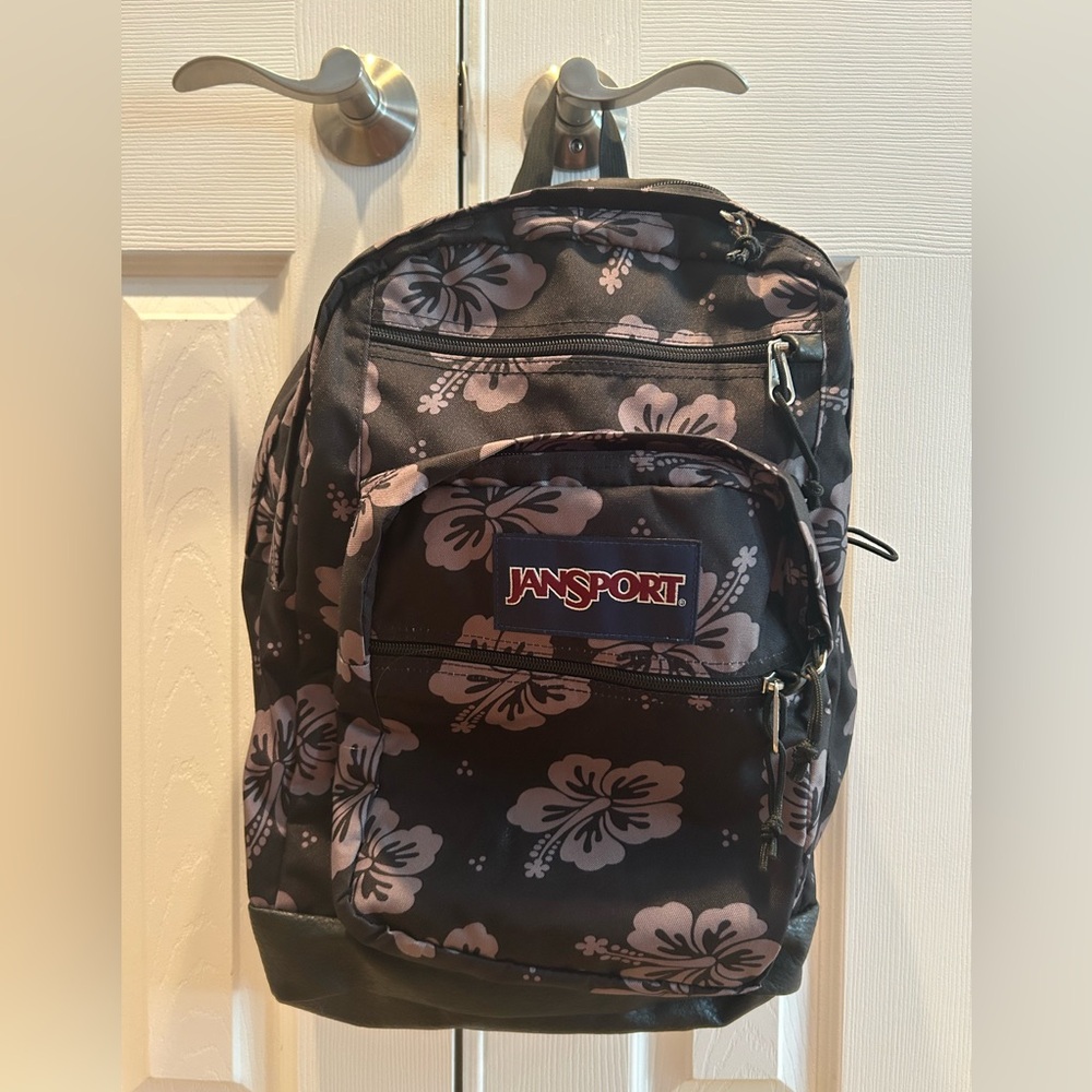 JanSport Black and Pink Backpack with Classic Design